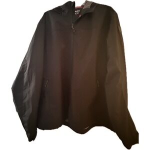 Hawke & Co Performance‎ Windbreaker Jacket Black Mens LG Full Zip Pockets Hood
